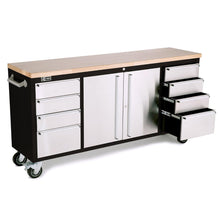 Load image into Gallery viewer, Black &amp; Stainless Steel Rolling Workbench