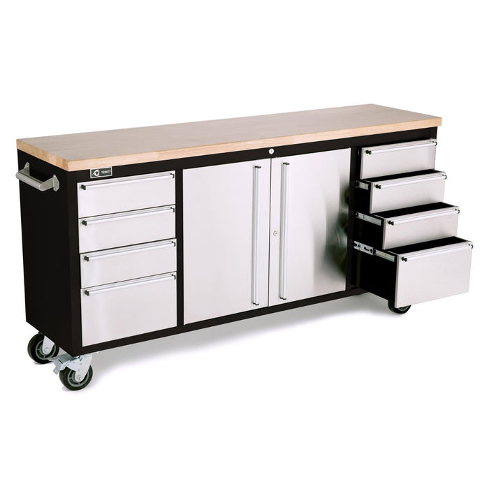 Black & Stainless Steel Rolling Workbench