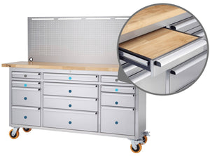 Stainless Steel Rolling Workbench | Pegboard