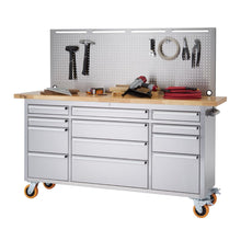 Load image into Gallery viewer, Stainless Steel Rolling Workbench | Pegboard