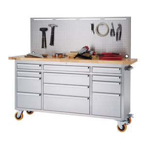 Stainless Steel Rolling Workbench | Pegboard