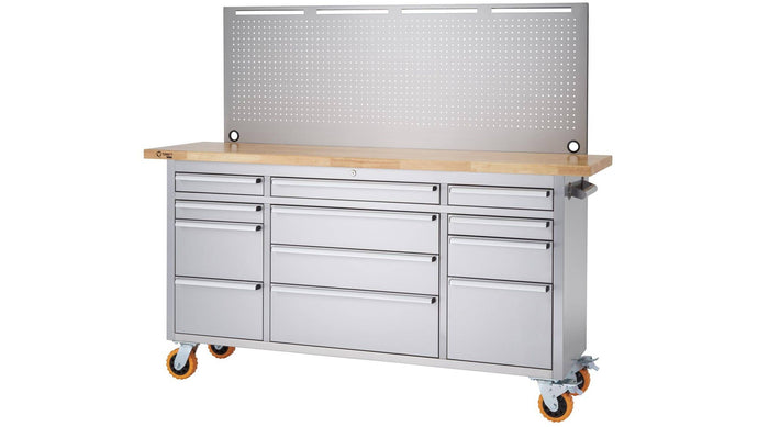 Stainless Steel Rolling Workbench | Pegboard